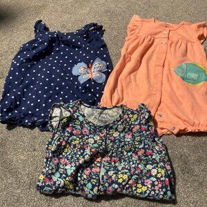 3 Carter's girl rompers size 18 month